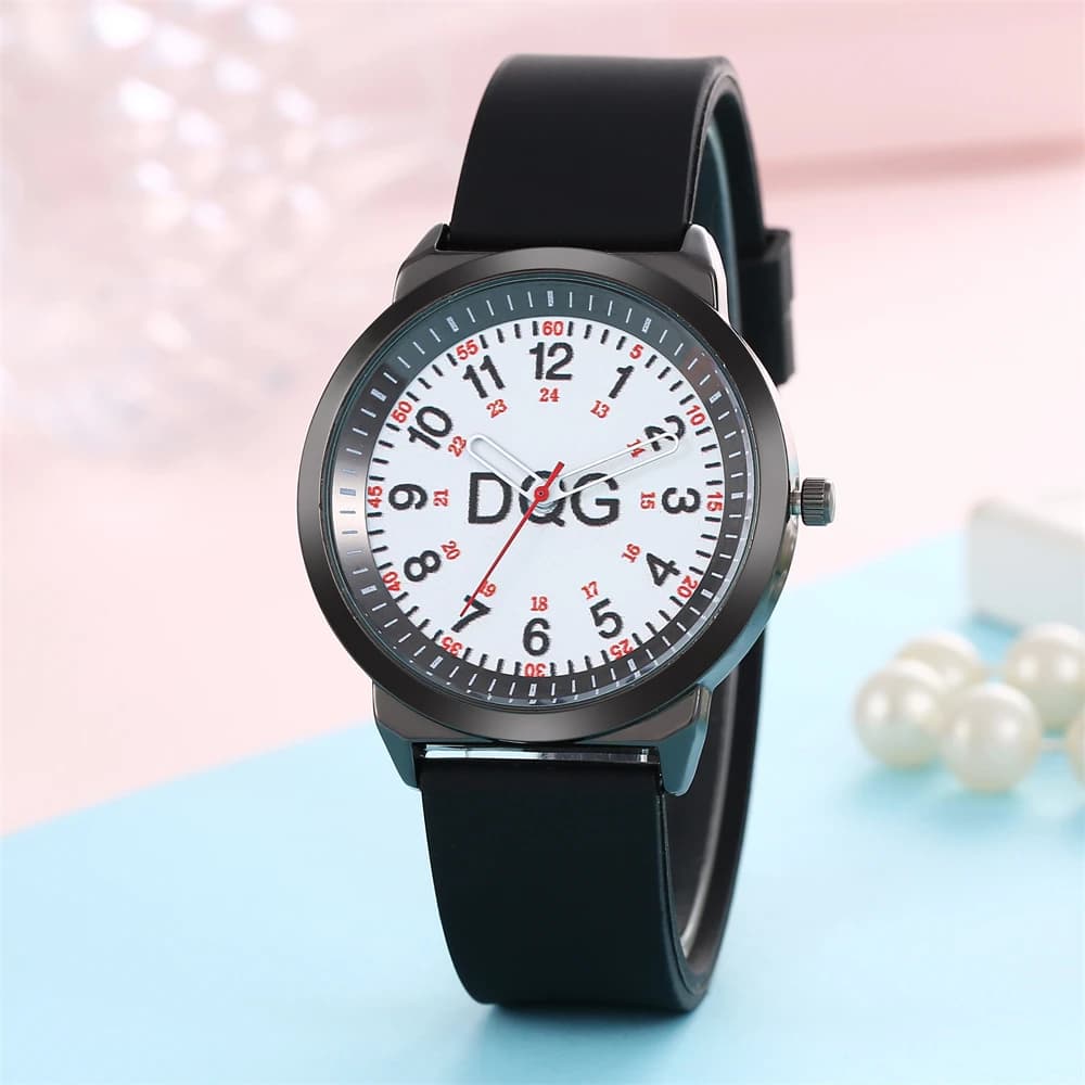 Simple DQG Brand Women's Watches Luxury Digital Quartz Watch Casual Simple Black Silicone Strap Lady Clock Dress Wristwatch