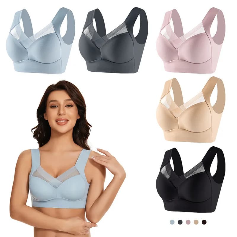 Sports Bras Women Breathable Bra Wireless Sexy U Back Inner Push Up Seamless Stitching  Mesh Top Bra Without Bones Frame Bras