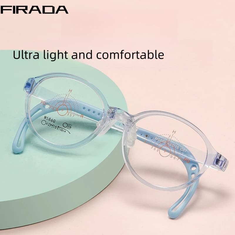 FIRADA Fashion Transparent Eyewear Girls Vintage Comfortable Glasses Boys Optical Prescription Eyeglasses Frame Children M5860ET