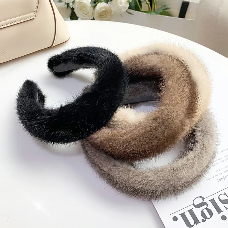 2025 Hot Sale Women Luxury winter 100% Real Mink Fur Headbands High Quality Real Fur Hair Band Lady Fashion Hair Hoop Furry Gift