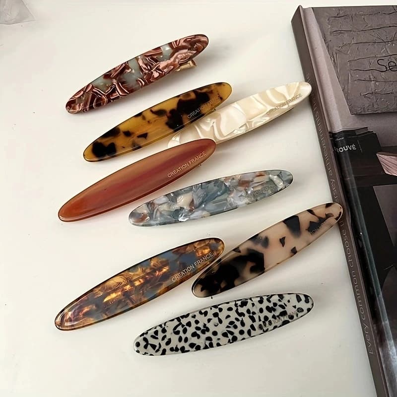Simple Acetate Hair Clip Side Pins Tortoise Shell Colorful Barrettes Oval Shape Geometric Hairpin Women Hair Accessories