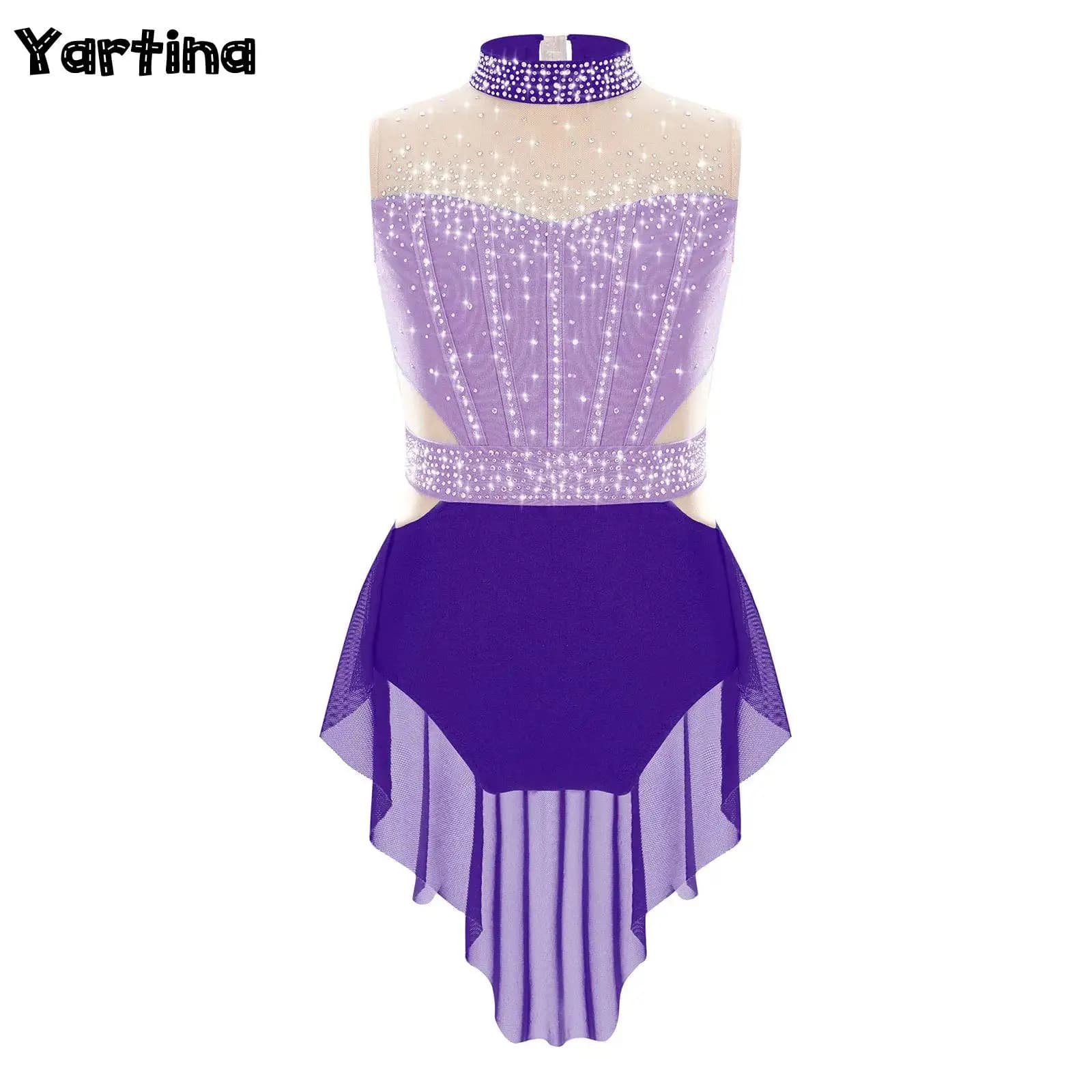 Kids Girls Ballet Jersey Leotard Tights Dress Rhythmic Gymnastics Artistic Figure Ice Skating Jumpsuit Lyrical Dance Costume