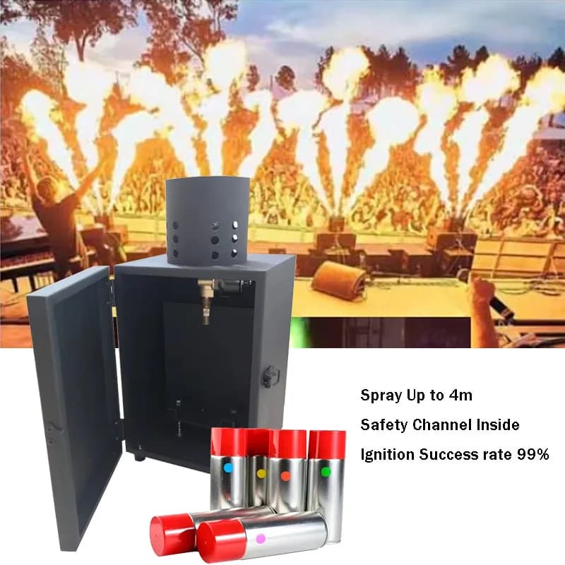 200W Fire Machine Stage Effect DMX512 Flame Thrower Flame Projector for Outdoor Indoor Stage Show with Safe Channel