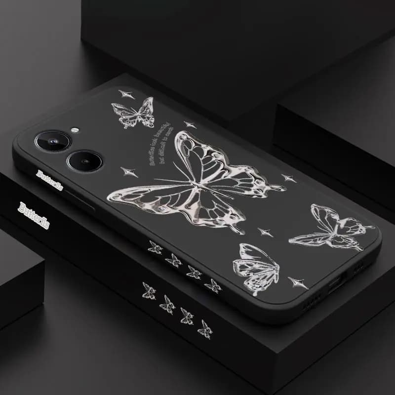 10 Hollow Butterfly Silicone Phone Case For Realme 10 10ProPlus 9Pro 10Pro 10T 9i 8i 7Pro 8Pro 6 8 C25 C35 C53 C55 C20 C15 Cover