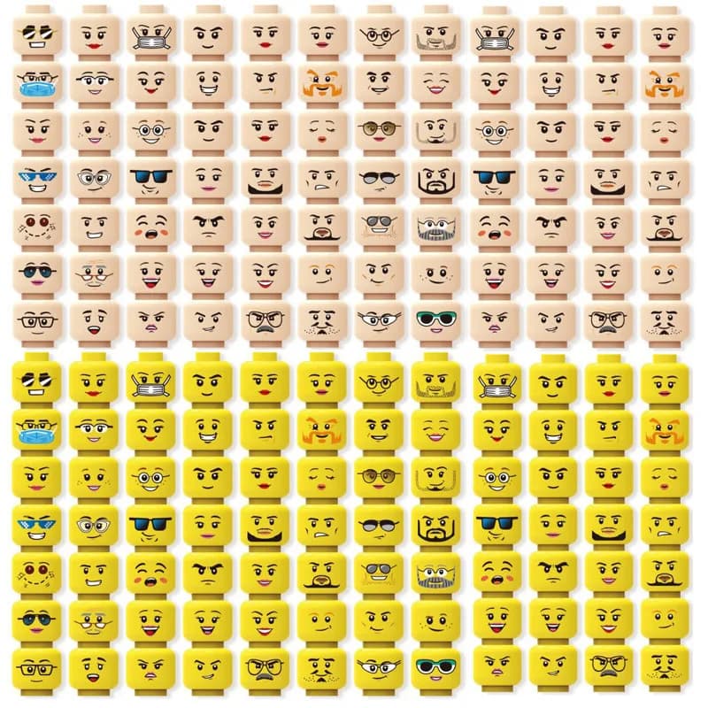 Hot 56pcs/lot Mini Figure Creative Head Faces Laugh Cry Cute Facial Expression Bricks Building Blocks Model Kids Toys Gifts