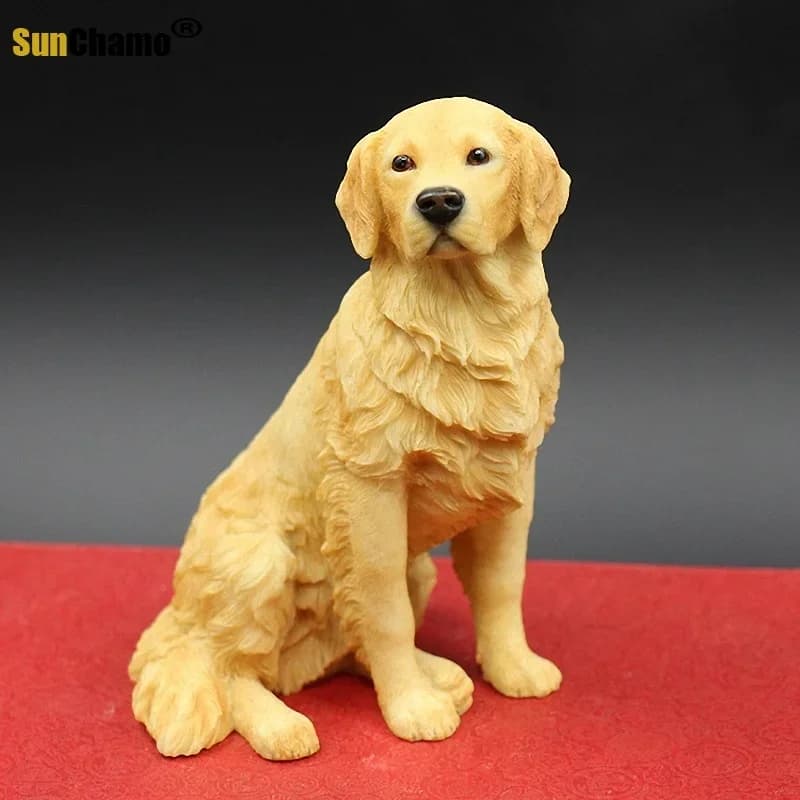 Fashion Golden Retriever Sitting Dog Simulation Animal Model Car Ornaments Home Accessories Figurines Miniatures Crafts  Resin