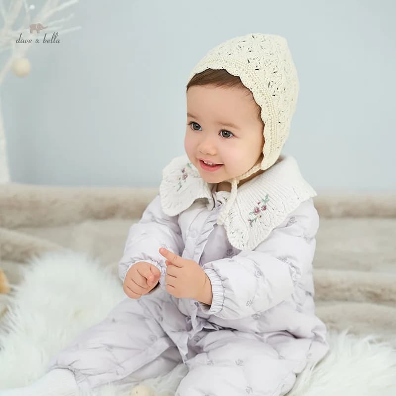 Dave Bella Baby Jumpsuit Newborn Creeper 2024 New Autumn winter Girl's Romper Casual Comfortable Cotton Baby clothes DB4242871