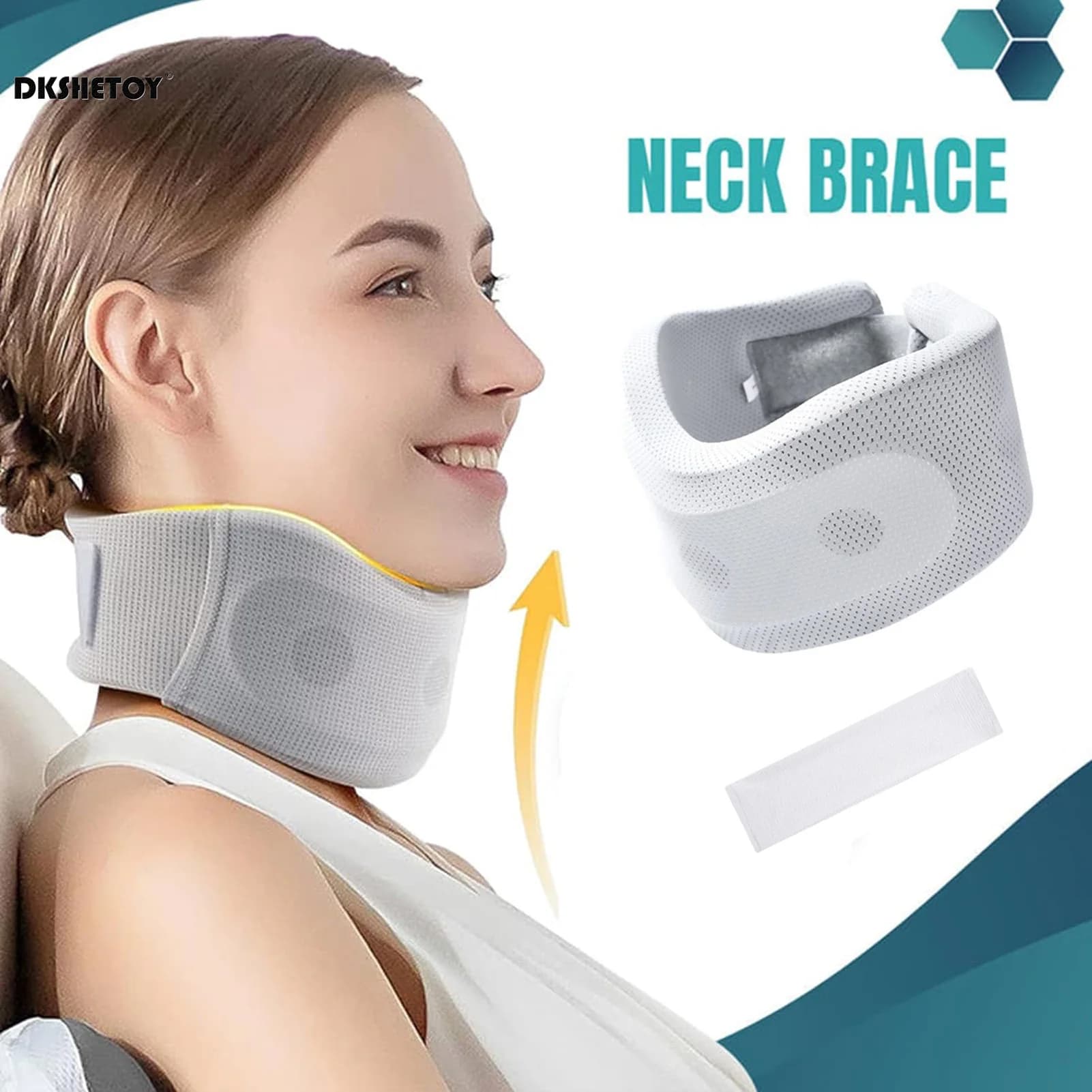 Soft Foam Neck Brace Support Adjustable Braces with Replacement Cover for Home School Office Travel