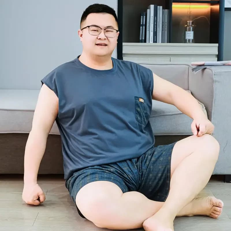 Waistcoat Movement Increase Fallow Fatty  Loungewear Can Be Worn Outside Large Size Pajamas Gentleman Summertime Sleeveless