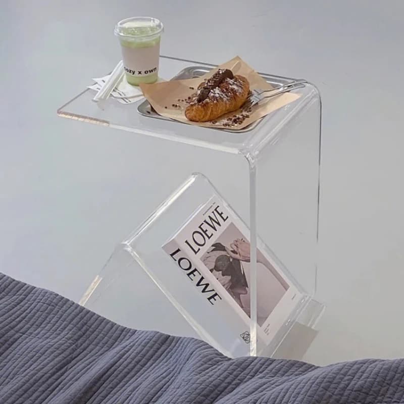 Transparent Acrylic Side Coffee Table Simple Small Sofa Table Practical Laptop Table for Living Room Stylish Home