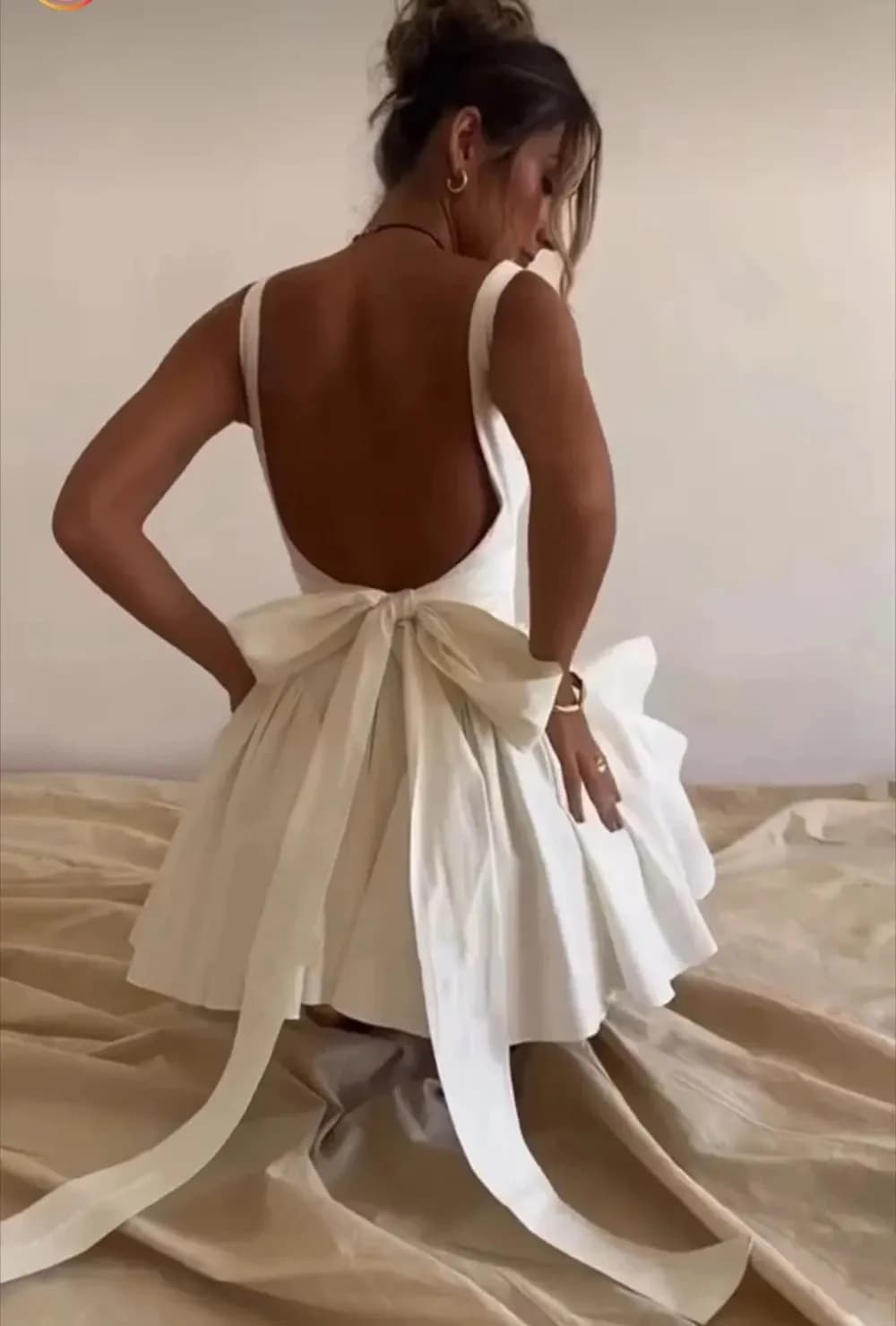 Customized Short Backless Evening Dresses With Pleated Square Collar Above Knee Bow Prom Dresses for Women Vestido De Noche