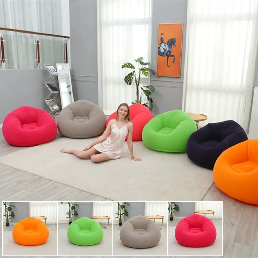 Inflatable Lazy Sofa Air Recliner Single Flocking Sofa
