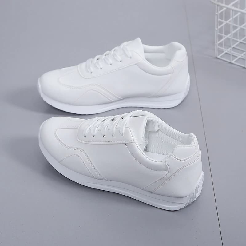 White Leather Sneakers Sport Vulcanized Shoes Comforthable Spring Sneakers Casual Shoes Fashion School Tennis Flat Shoes