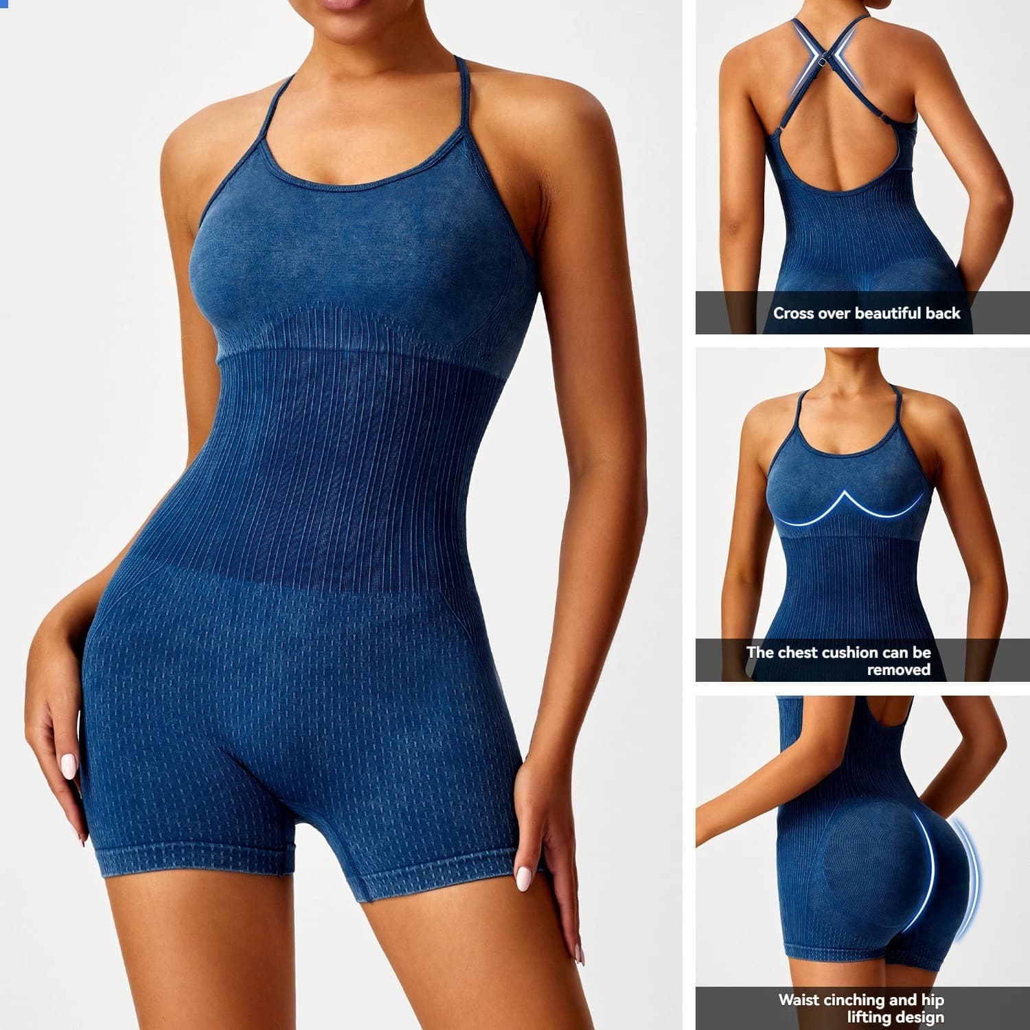 Summer New Seamless Bodysuits for Women Tummy Control Rompers One Piece Sexy Sleeveless Backless Yoga Sets Hip Lifting Jumpsuits