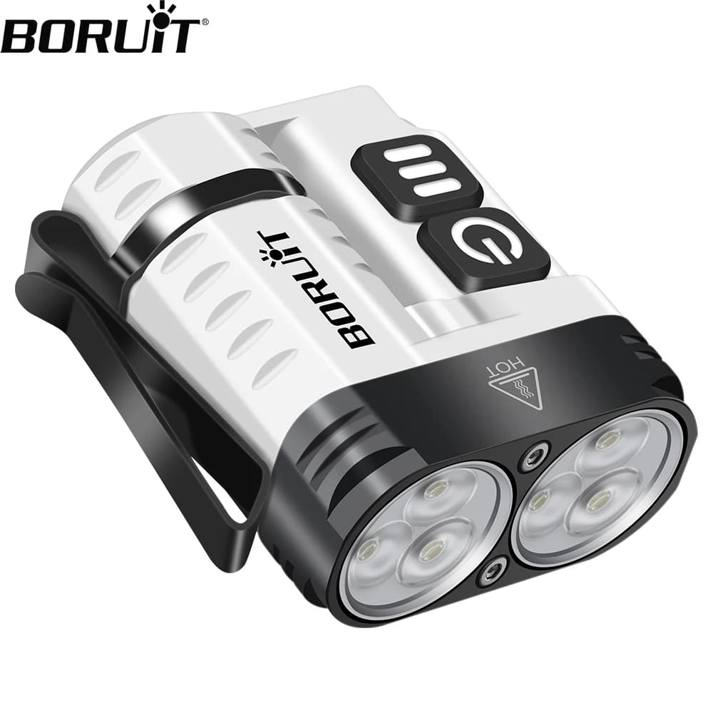 BORUiT U6 SST20 LED EDC Flashlight Keychain Work Light Type-C Rechargeable Clip Torch with Magnet Camping Pocket Lantern
