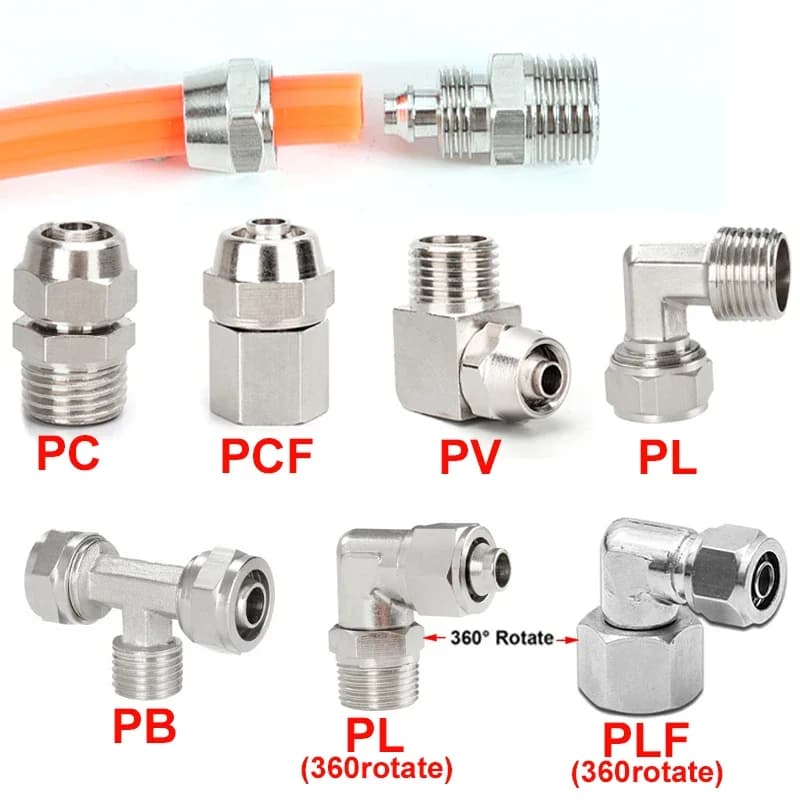 Copper Pneumatic Fittings Air Fitting OD 4 6 8 10 12 mm Thread 1/8 3/8 1/2" 1/4"BSP Quick Connector For hose Tube Connectors