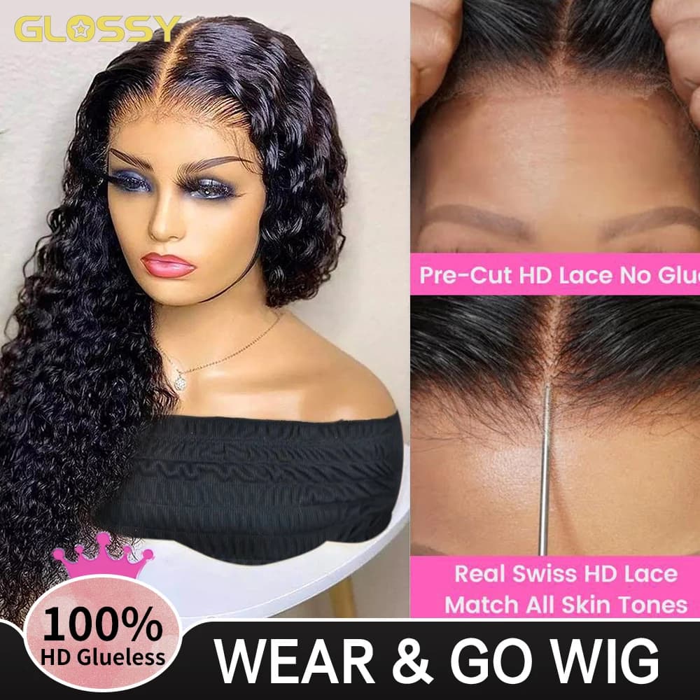Wear And Go Glueless Deep Wave Wig Human Hair Ready To PrePlucked For Women Precut 13x6 Hd Frontal Curly Lace Front Wigs On Sale
