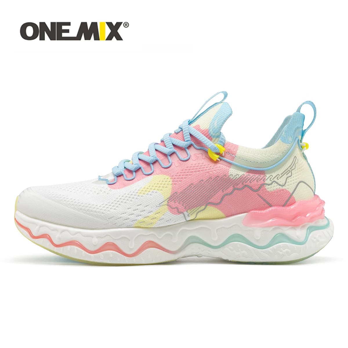 ONEMIX Men Walking Sneakers Breathable Mesh Lace Up Mesh Sport Shoes Fashion Casual Outdoor Jogging Shoes Women Running Shoes