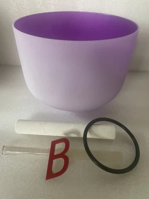 3rd octave deep tone low frequency 432hz perfect B note 10" colored frosted crystal singing bowl Crown chakra