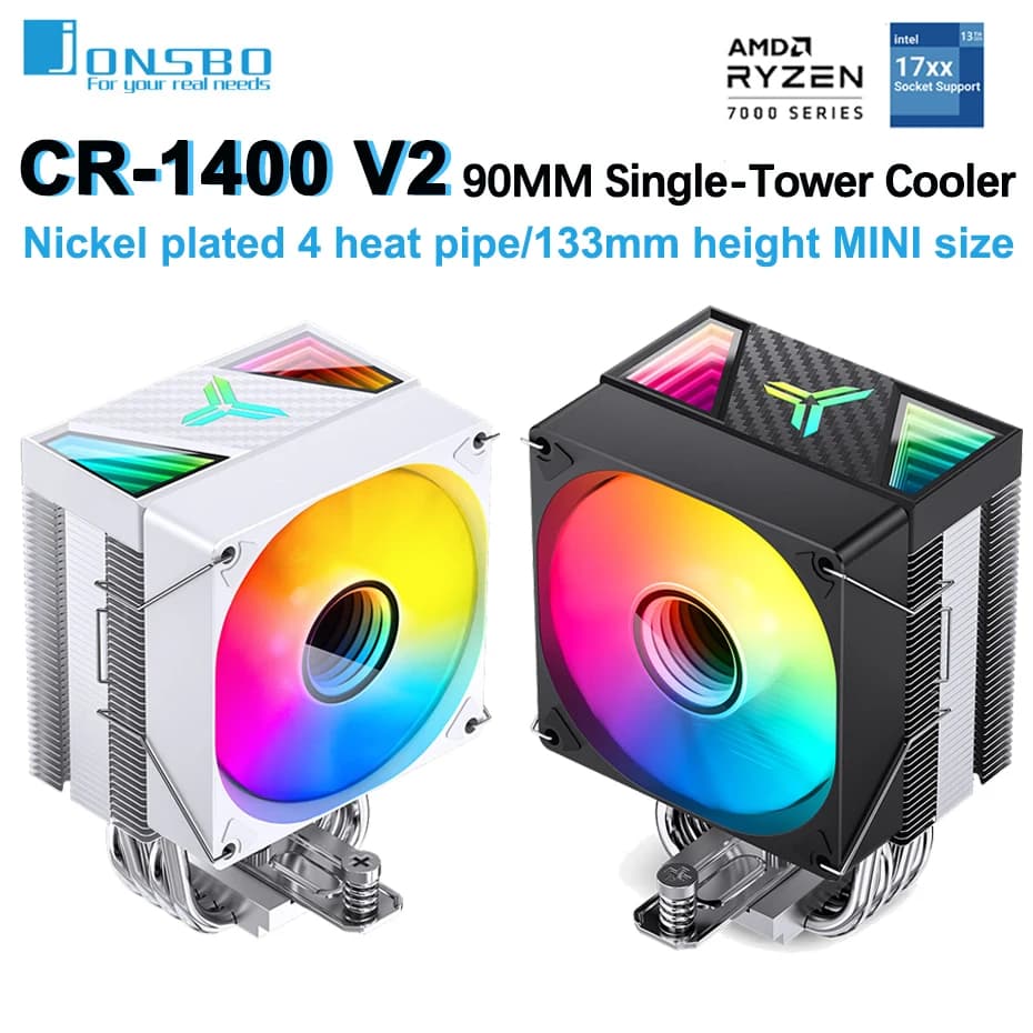 JONSBO CR-1400 V2 Single Tower CPU Cooler 4 Heat Pipe 5V/3PIN ARGB Fan Air-Cooled Radiator For LGA1700 115X 1200 AM4 AM5