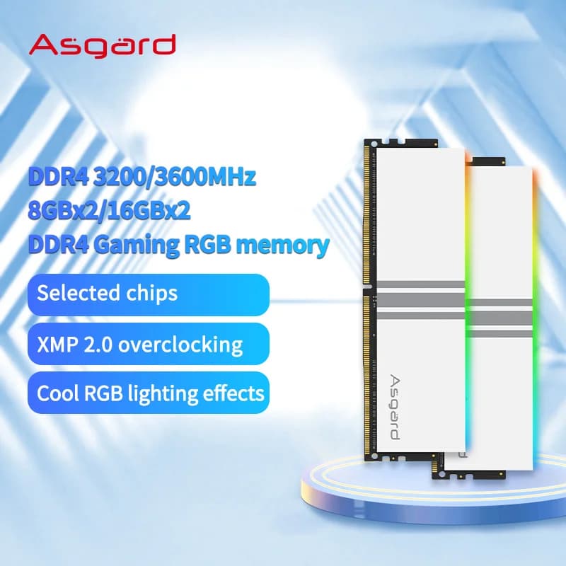 Asgard RGB RAM DDR4 Memory V5 Series DDR4 RAM PC Memory 16GBx2 3200MHz 3600MHz Polar White Overclocking Performance for Desktop