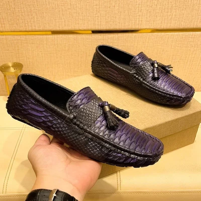 Fashionable Tassels Men Casual Moccasin Loafers Purple Male Luxury Style Gentleman Leisure Dress Loafer Big Size 38-48 Shoes