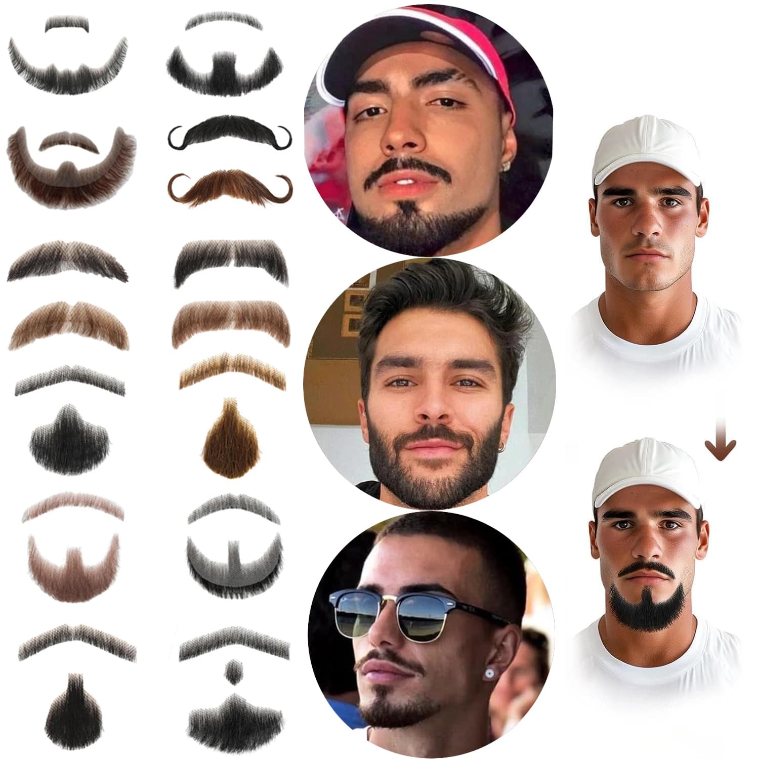 Fake Goatee Costume Facial Hair Realistic Beard Mustache with Adhesive Tape Human Hair Lace Beard for Halloween Christmas Party