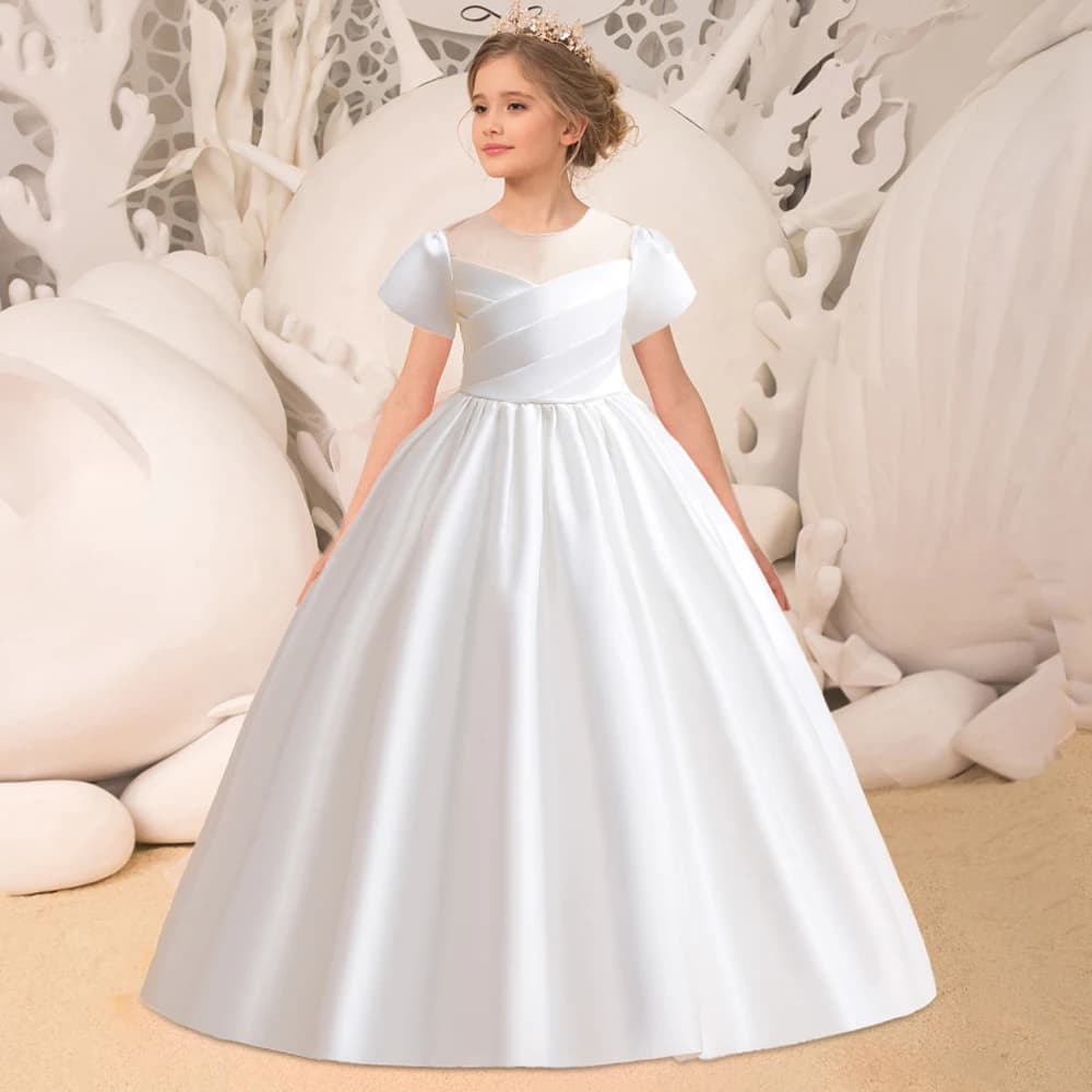 Elegant Bridesmaid Dresses For Girls Wedding Party Gown White First Communion Ceremony Long Evening Dress Kids Summer Clothes