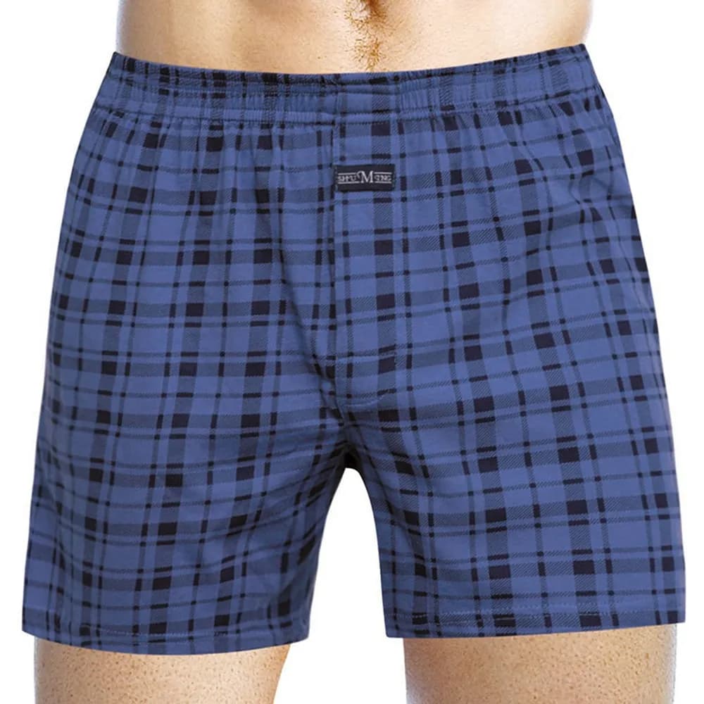 1pc Men's Plaid Cotton Breathable Soft Boxer Briefs Shorts Home Wear Underwear Casual Man Panties Trunks