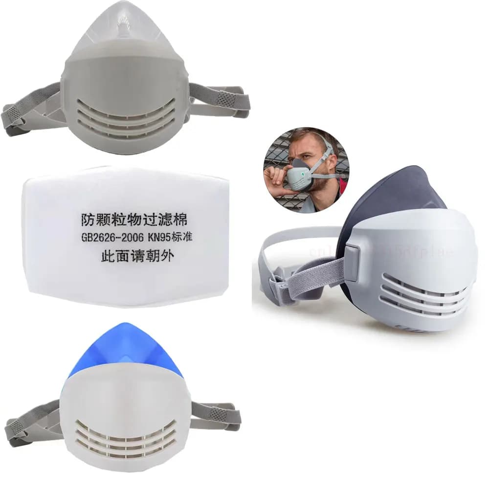 Dust Mask +20pcs Filter Cotton Respirator Half Face Dust-proof Mask Anti Industrial Construction Dust Haze Fog Safety Gas mask