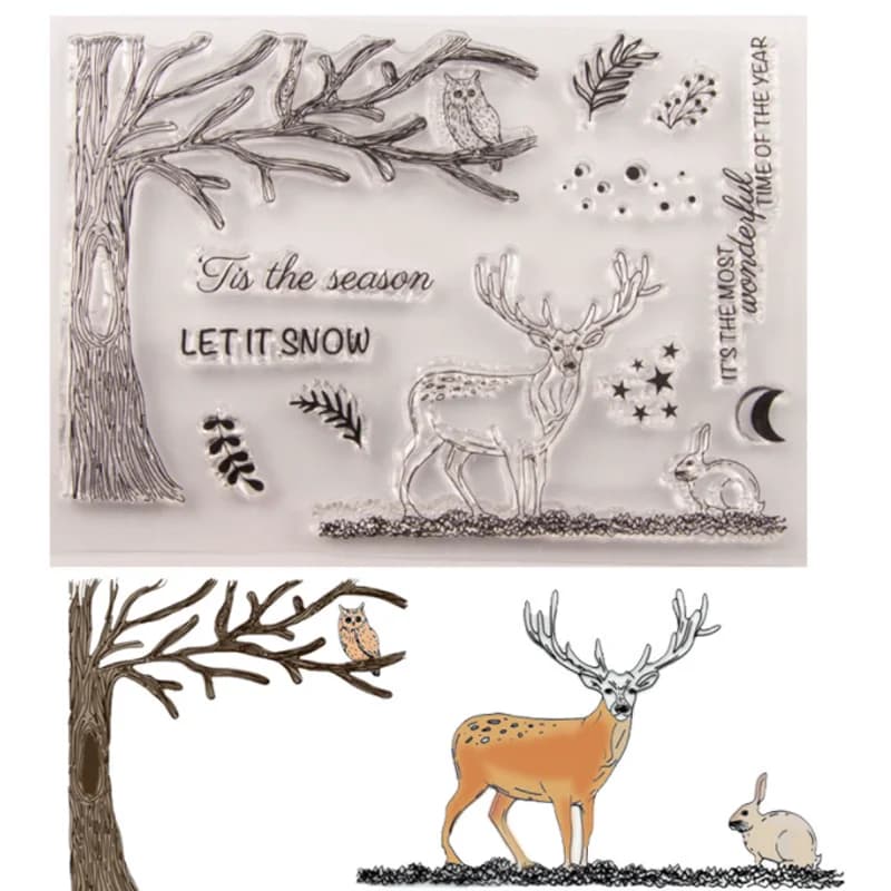 Cute Christmas Deer Stamps Rubber Transparent Silicone Seal DIY Scrapbook Journal Photo Album Decoration Crafts Stencil Reusable