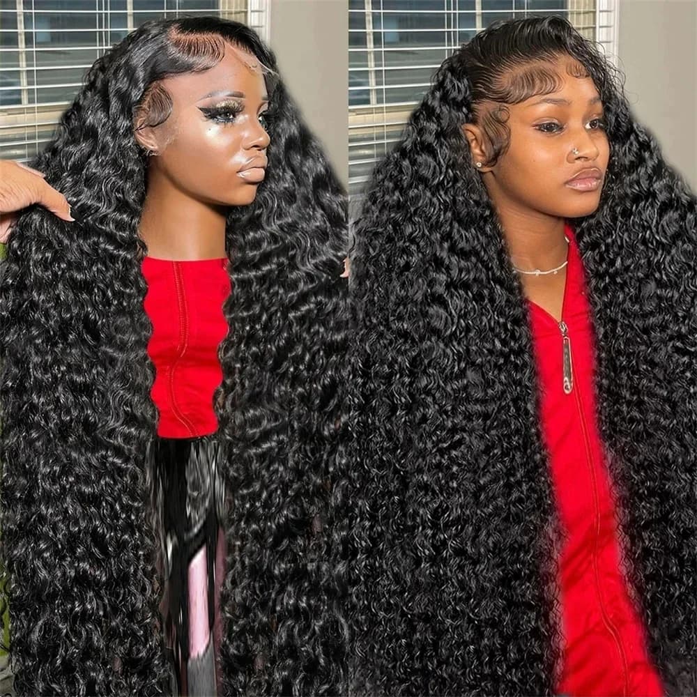 13x4 13x6 Full Frontal HD Transparent Lace 40 50 Inch Long Deep Wave Brazilian Remy Human Hair Pre plucked Wigs 200 Density