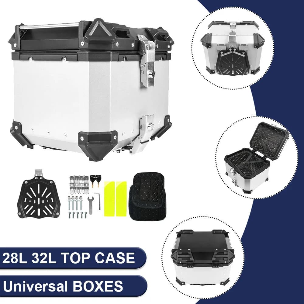 28L 32L Rear Luggage Box Aluminum Top Storage Cases Universal For Motorcycle Tail Rack For BMW R1200GS S1000XR For Honda XADV750