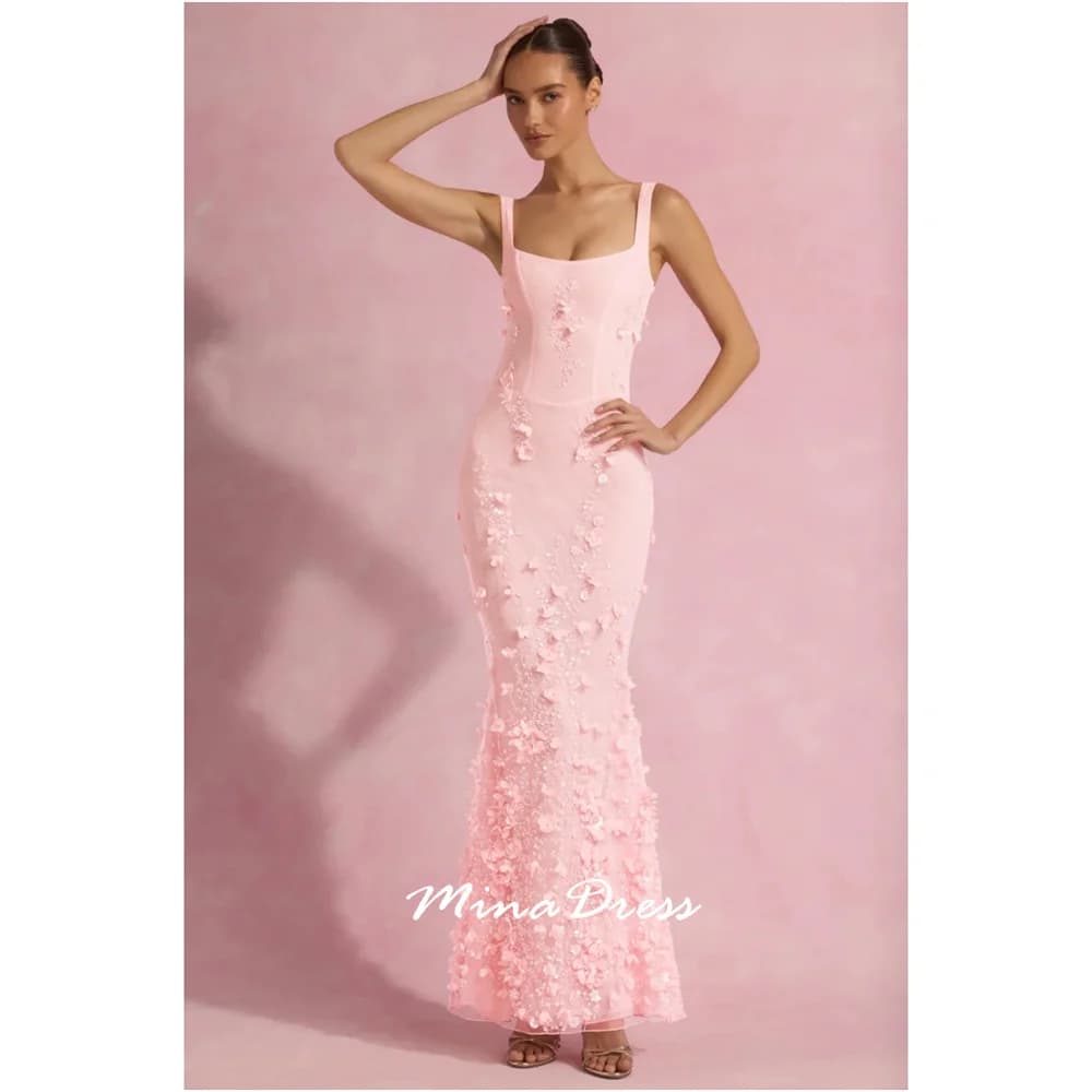 Mina Back-length Womens Dresses for Special Occasions Customized Flowers New in Dresses Gem Adjustable Wide Shoulder Strap Prom