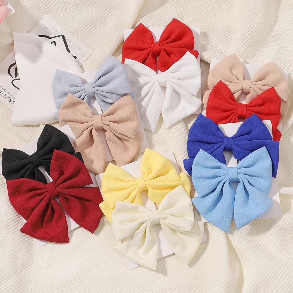 2pcs/set 4.5" Cheer Bows Hair Clip for Kids Lovely Grosgrain Ribbon Hairgripes Girls Delicate Bowknot Hair Pins Headwear Set