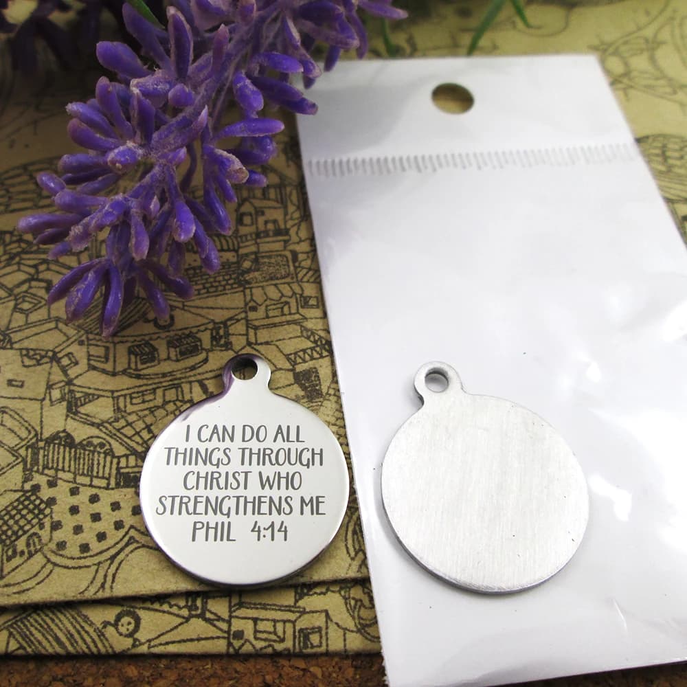 10pcs/lot " I Can Do All Things Through Christ "Stainless Steel Charms For Jewelry Making DIY Findings Accessories Wholesale