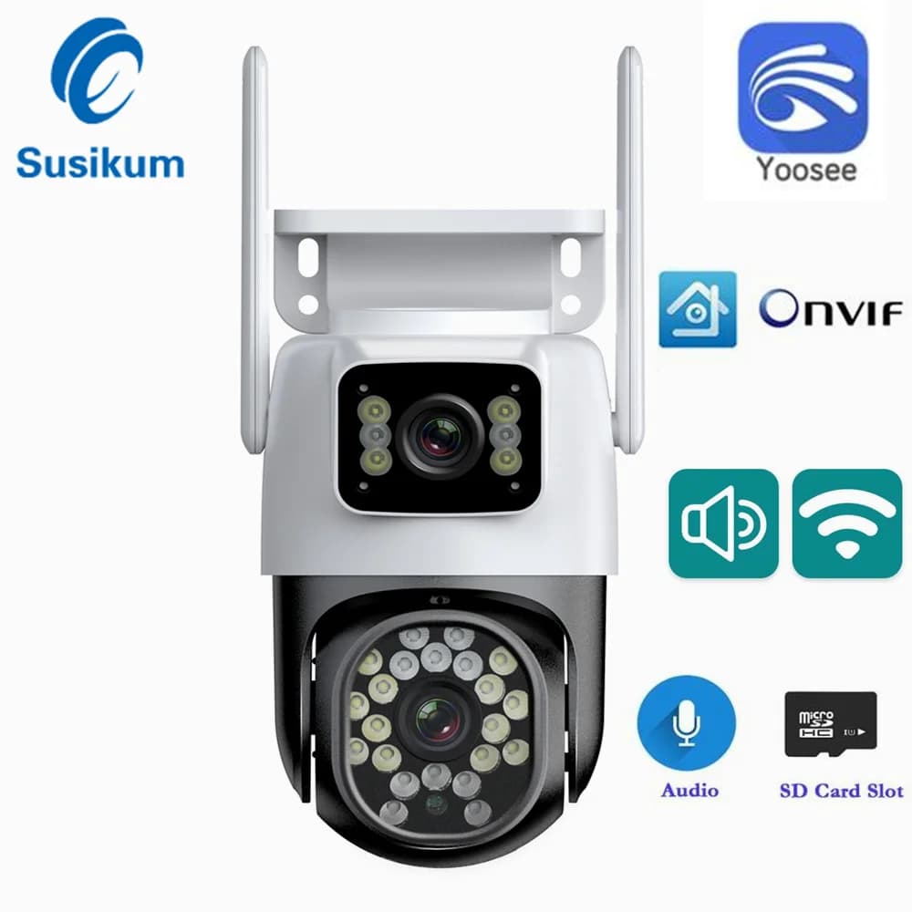 Yoosee Outdoor WIFI Camera Dual Lens 4MP Speed Dome Full Color Night Vision Waterproof Security Protection IP Camera