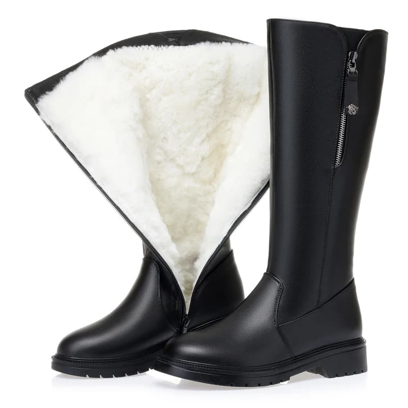 AIYUQI Women Long Boots Genuine Leather 2025 New Fashion Winter Warm Women's High Boots Large Size Non-Slip Women's Snow Boots