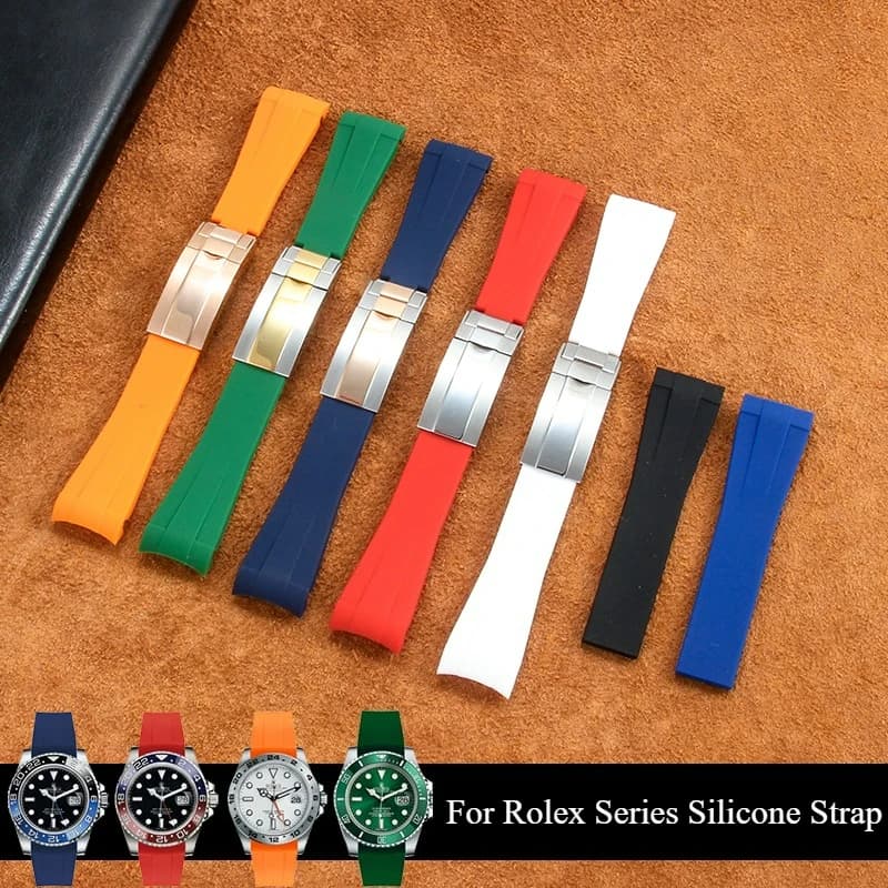 For Rolex Daytona Yacht-Master Ultra Flexible Comfortable-wearing Silicone Watchband 20 21 Folding Buckle Curved Interface Style
