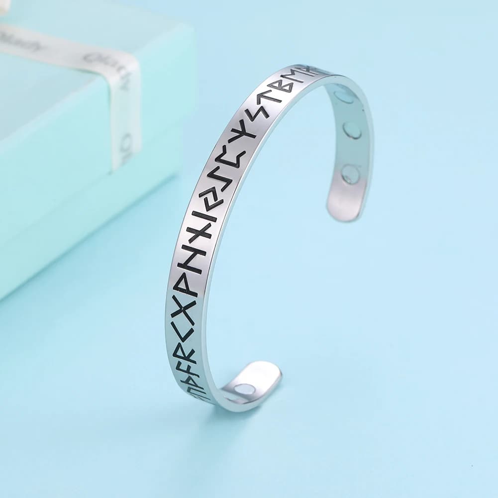 Dawapara Ancient Nordic Talisman Viking Bracelet Runes Letters Stainless Steel Bangle God's Blessing Amulet Bracelet