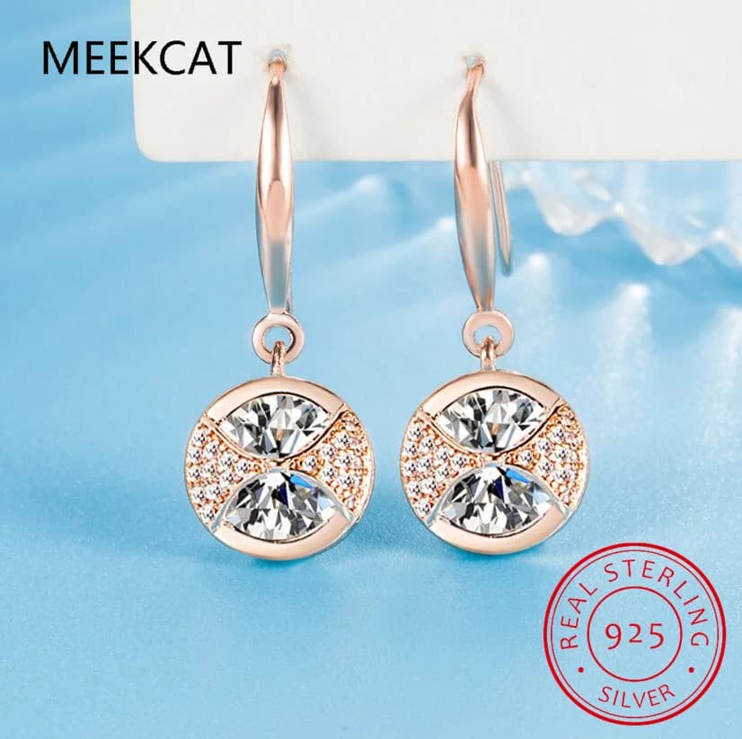 2.0ct Moissanite Diamond Drop Earrings for Women White Gold Plated Sparkling D Color Gem Lab Diamond Earring Beautiful