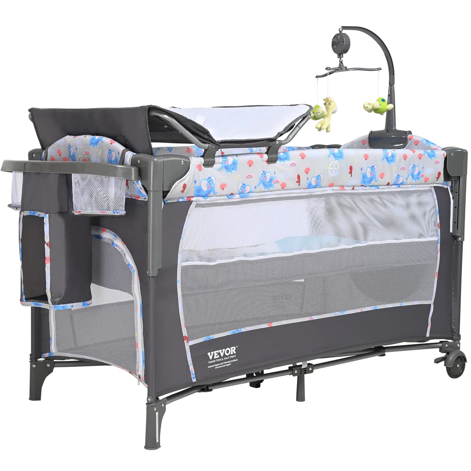 SucceBuy Baby Bassinet 77 pounds Load Capacity Easy to Fold Portable Baby Bassinet Bedside Sleeper with Storage Basket & Wheels
