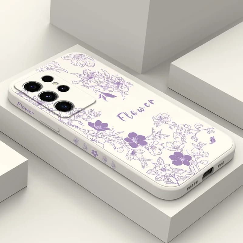 Purple Blossom Phone Case For Samsung Galaxy S24 S23 S22 S21 S20 S10 S10E Ultra Plus FE Note 20 Ultra 10 Plus Cover