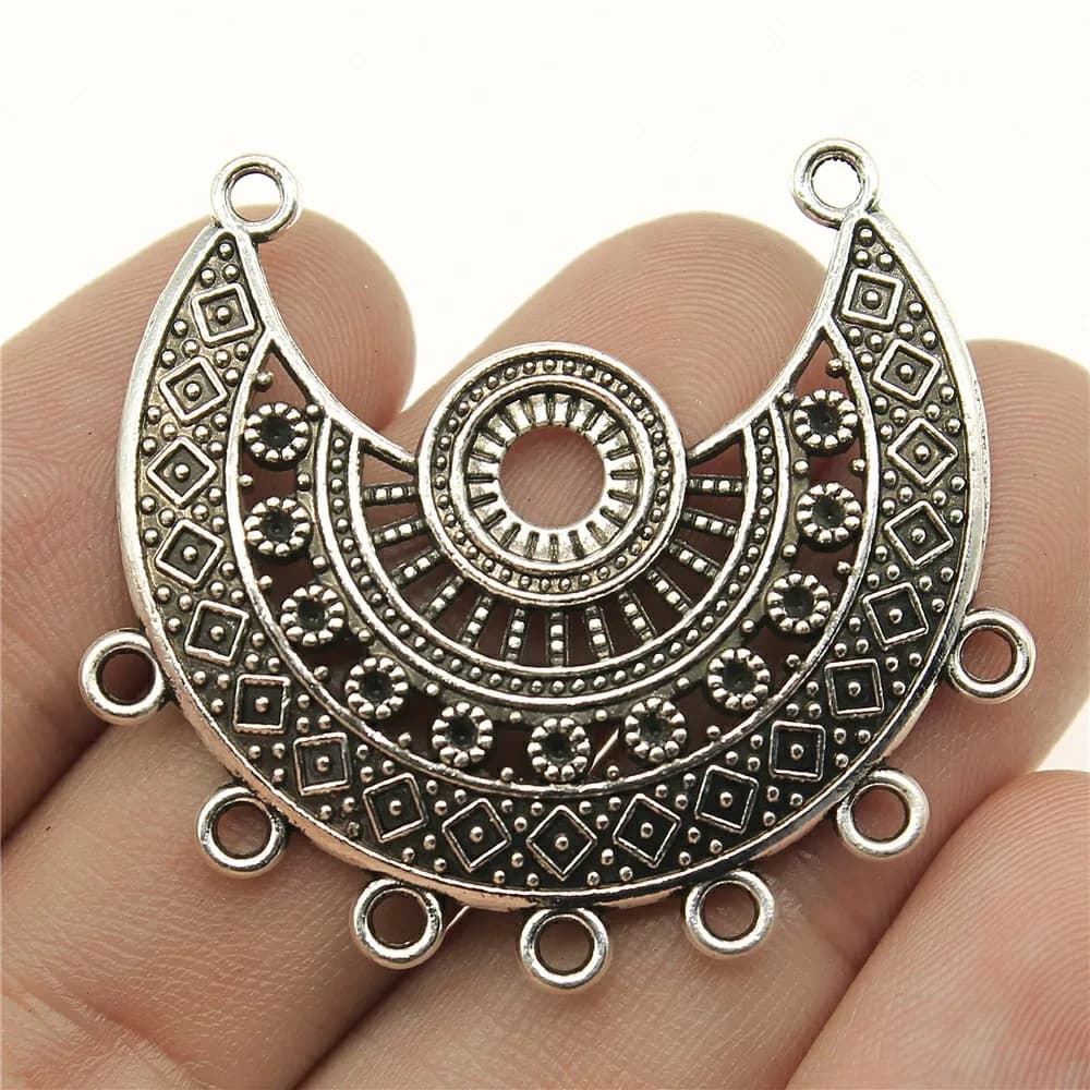 WYSIWYG 2pcs 43x41mm Charm Connector Earring Connector Charms For Jewelry Making Antique Silver Color Necklace Connector Charms