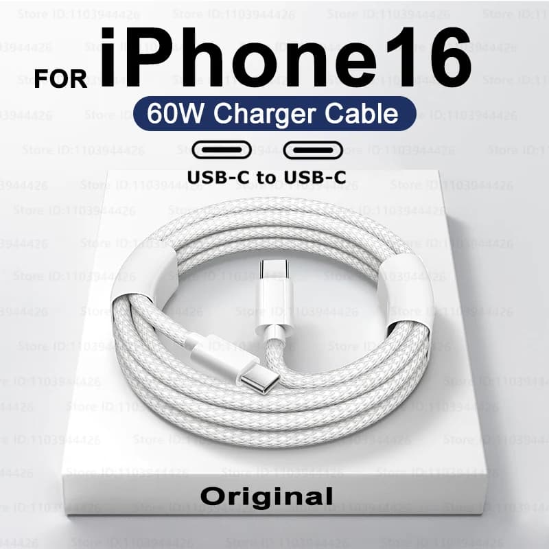 New Original 60W USB-C Fast Charge For iPhone 16 15 Pro Max Plus Samsung Xiaomi Huawei Phone Type C Weaving Quick Charging Cable