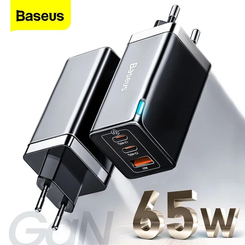 Baseus GaN 65W USB C Charger Quick Charge 4.0 3.0 QC4.0 QC PD3.0 PD USB-C Type C Fast USB Charger For iPhone 16 15 Pro MacBook