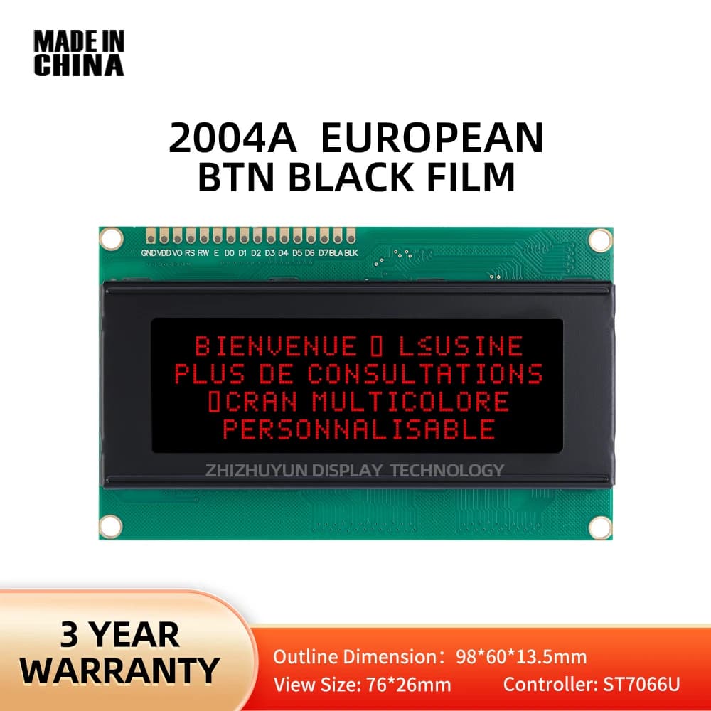 LCD2004A European Font Screen LCD Screen BTN Black Film Red Text 204 20*4 20X4 2004 LCD Screen