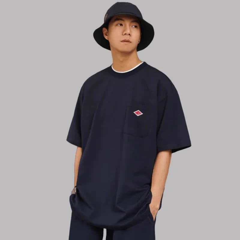 Japan Men/Women Fashion Tees Sells Well Embroidery Pure Cotton Short Sleeve Loose T-shirt Simple Basic Round Neck Pocket Top