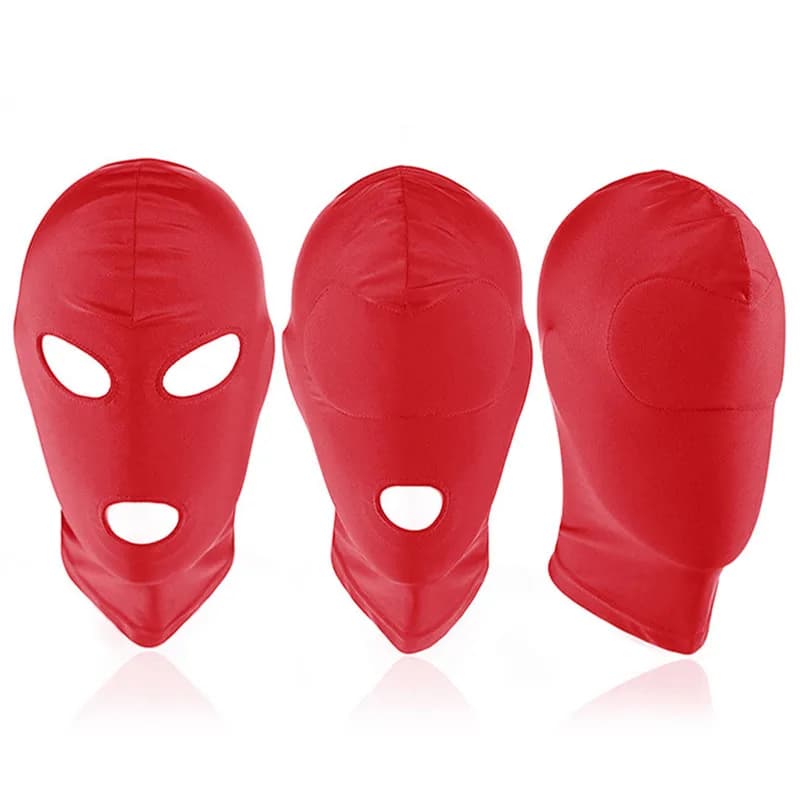 Sexy Red Unisex Cosplay Face Mask Halloween Open Eyes and Mouth Headgear Full Face Mask Hood for Role Play Costume Love Party