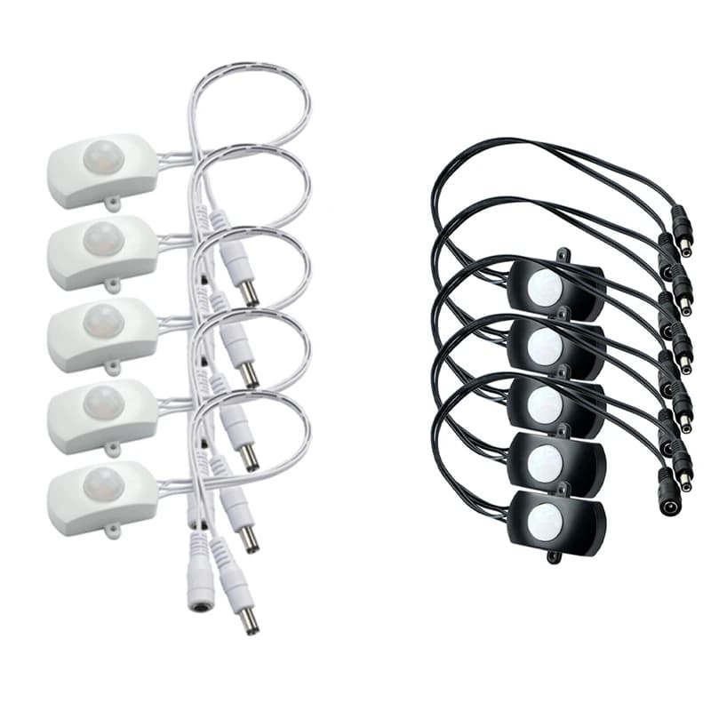 Motion Sensor Switch Mini PIR Infrared IR Sensor DC 6V 12V 24V 5A PIR For LED Strip Light (Black)